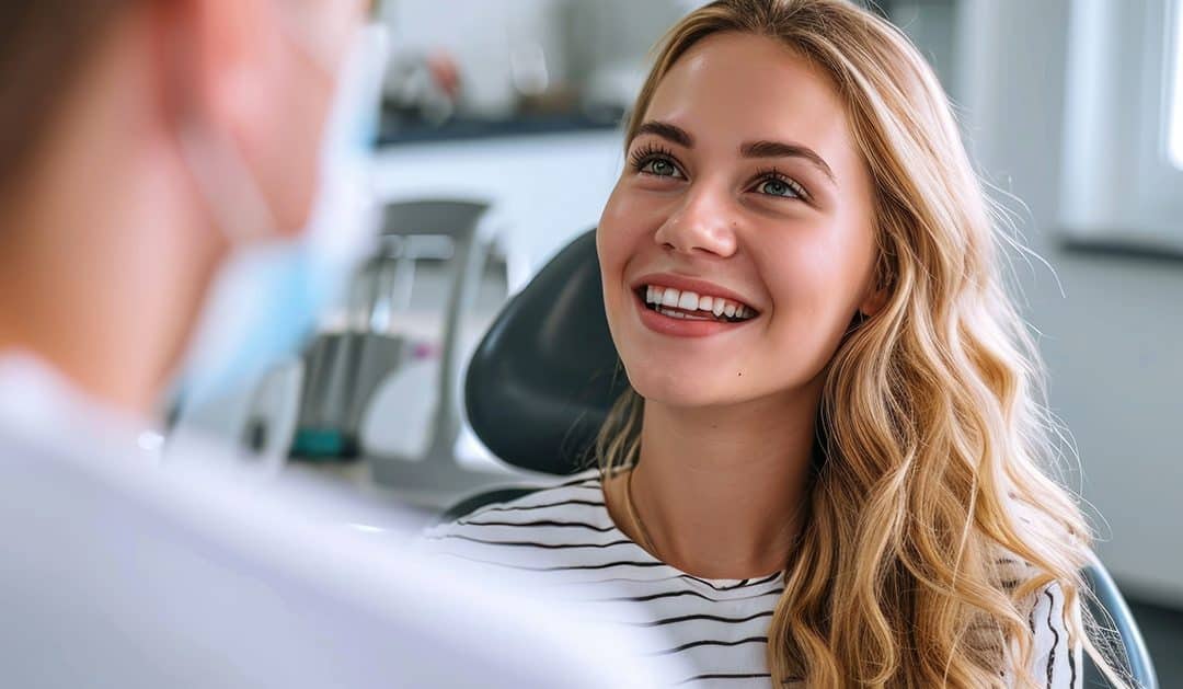 woman during dental prosthetic consultation at the smile solutions of maine